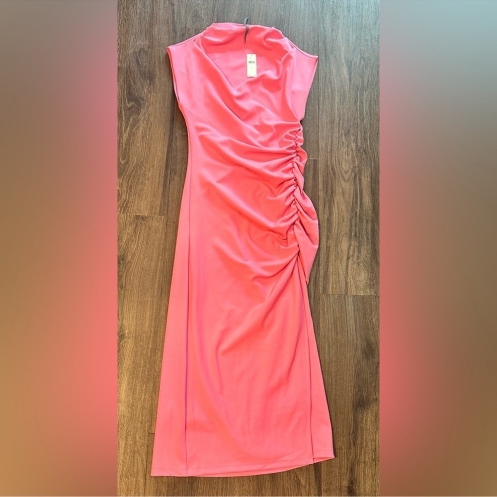 NWT! The Maya Ruched Baby Pink Cowl-Neck Dress By Anthropologie - Multiple 🧳 - Picture 5 of 11